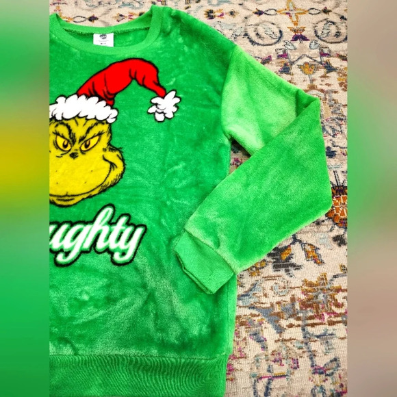 The Grinch Kid's Green Fleece Winter Warm Pullover Top Warm Shirt, sz M (7-9) - Picture 8 of 13